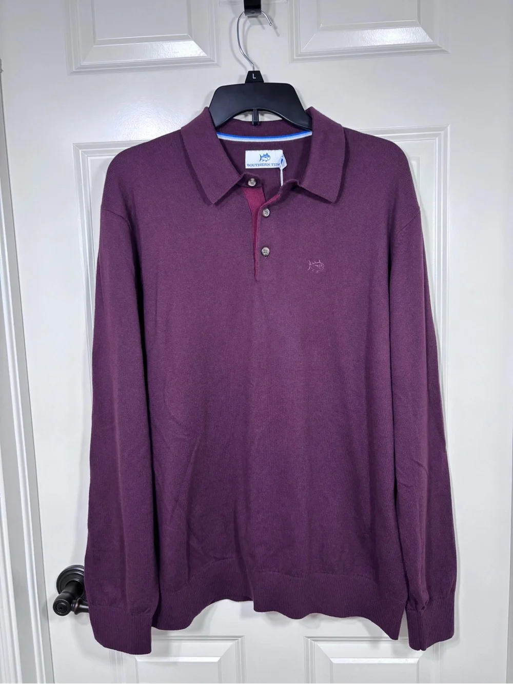 NWT Southern Tide Long Sleeve Woodville Jade Polo Sweater Men’s L Merlot